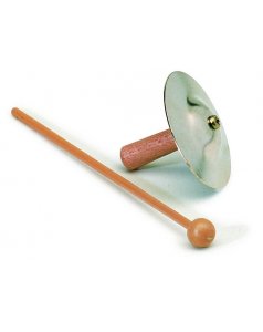 crotalo de acero 64 mm, con soporte y baqueta