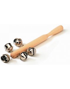 varilla de madera con 5 cascabeles