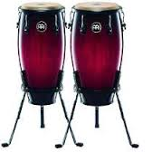 congas meinl de 11" 12" parche natural/madera/rojo vino/soporte